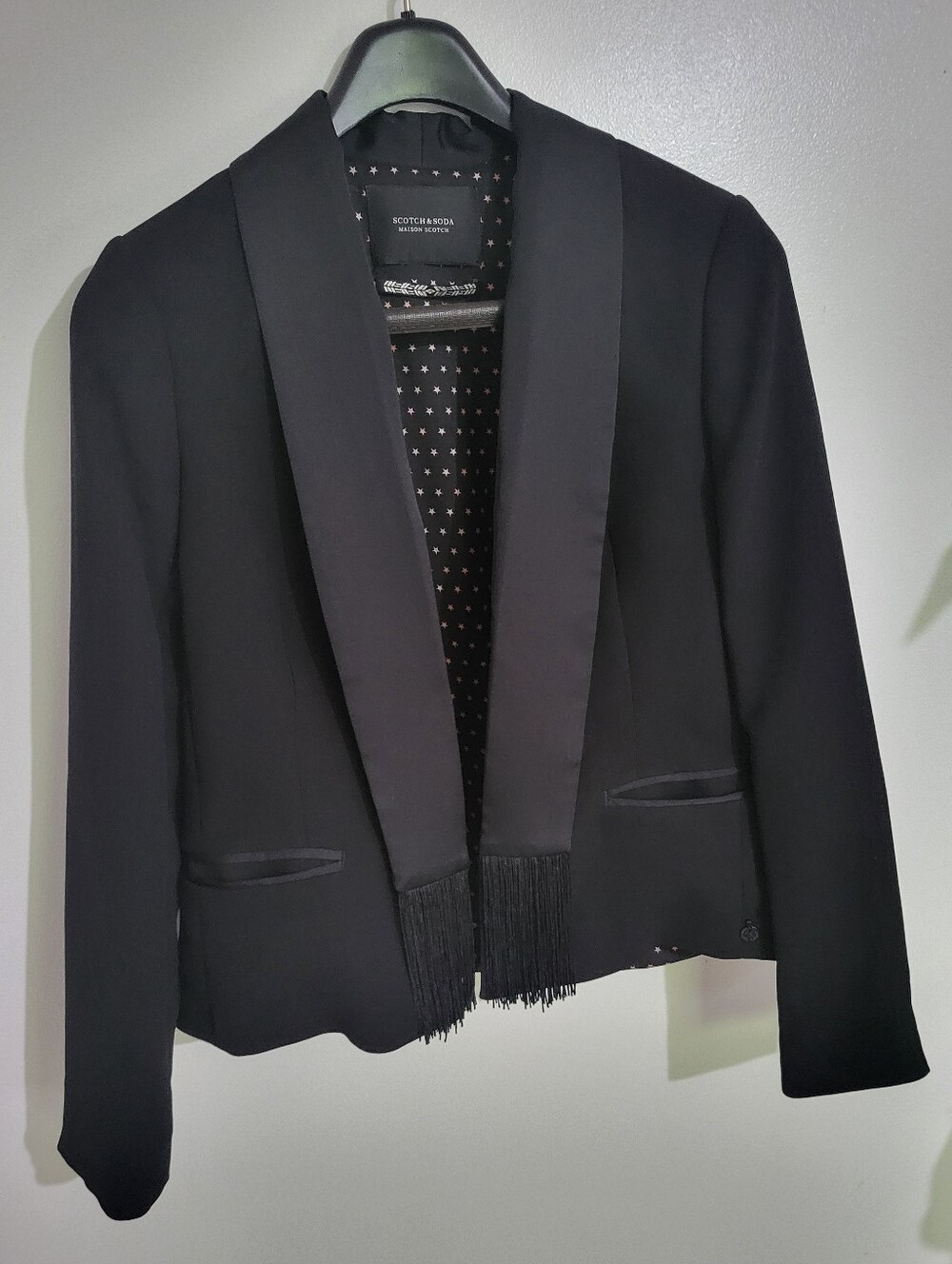 Scotch & Soda Fringe Shawl Collar Black Blazer Womens XS
